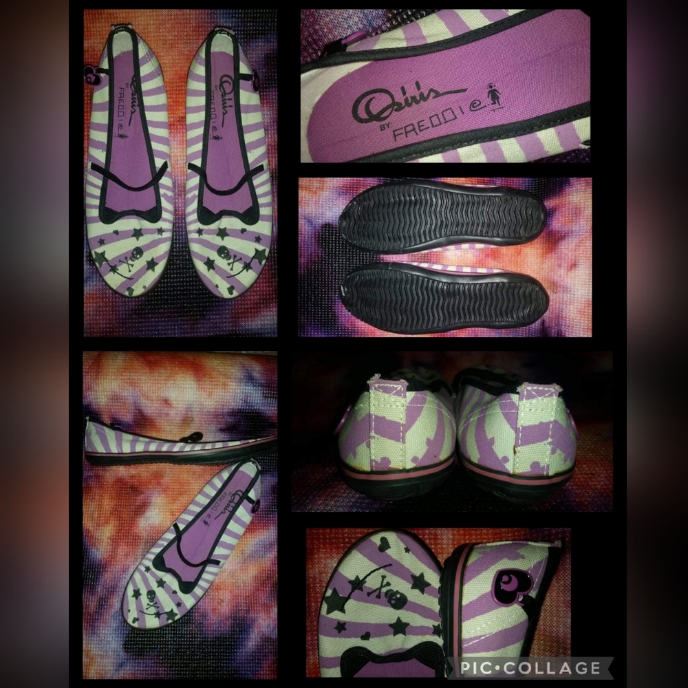 Osiris by Freddie 9.5 Skull Crossbones Purple Canvas Shoes